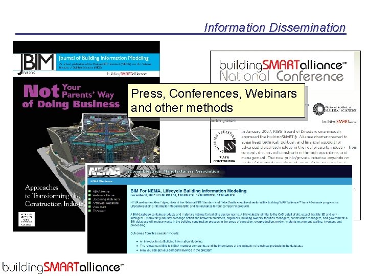 Information Dissemination Press, Conferences, Webinars and other methods 