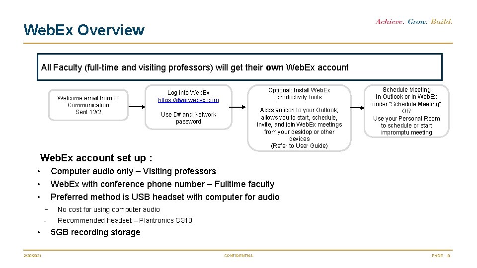 Web. Ex Overview All Faculty (full-time and visiting professors) will get their own Web.