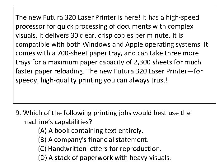 The new Futura 320 Laser Printer is here! It has a high-speed processor for