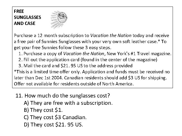 FREE SUNGLASSES AND CASE Purchase a 12 month subscription to Vacation the Nation today