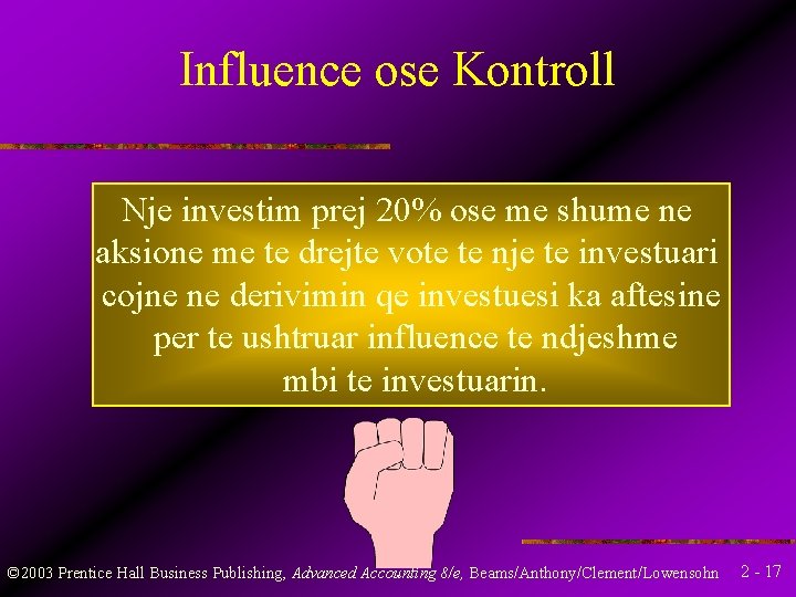 Influence ose Kontroll Nje investim prej 20% ose me shume ne aksione me te