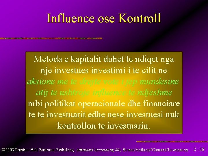 Influence ose Kontroll Metoda e kapitalit duhet te ndiqet nga nje investues investimi i