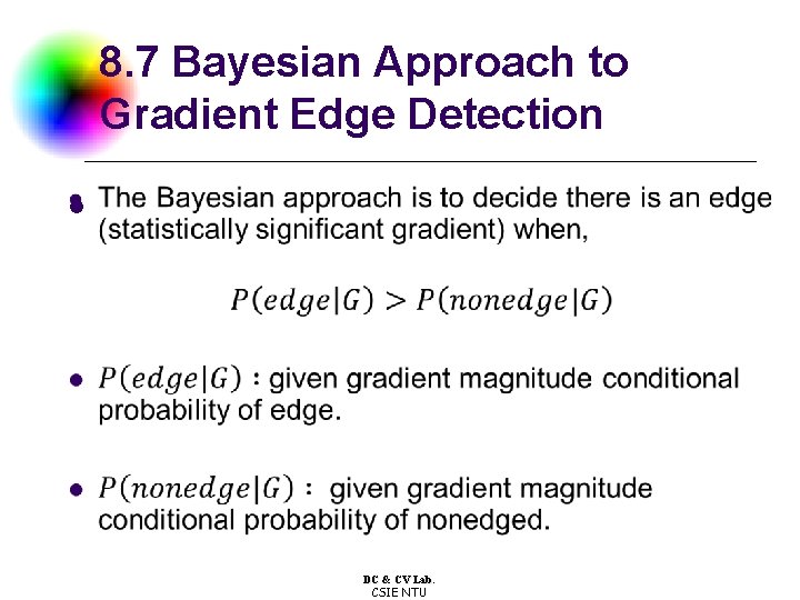 8. 7 Bayesian Approach to Gradient Edge Detection l DC & CV Lab. CSIE