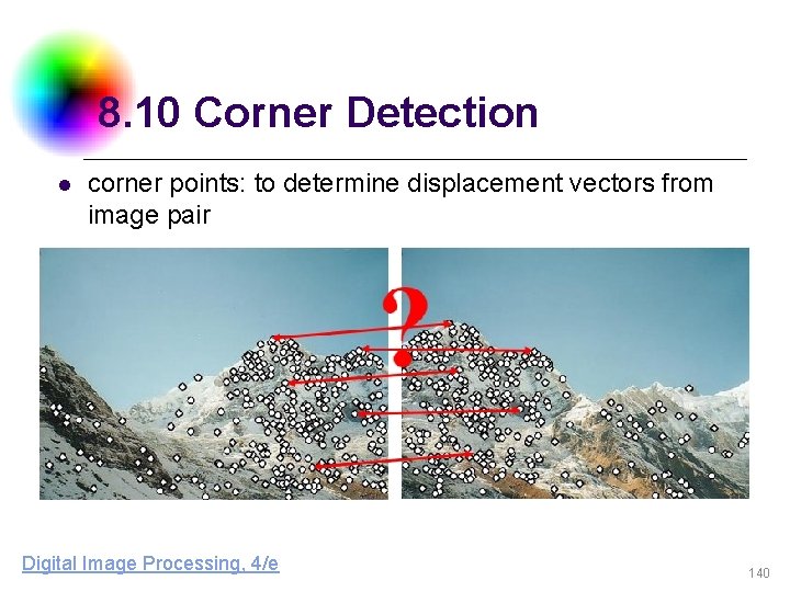 8. 10 Corner Detection l corner points: to determine displacement vectors from image pair