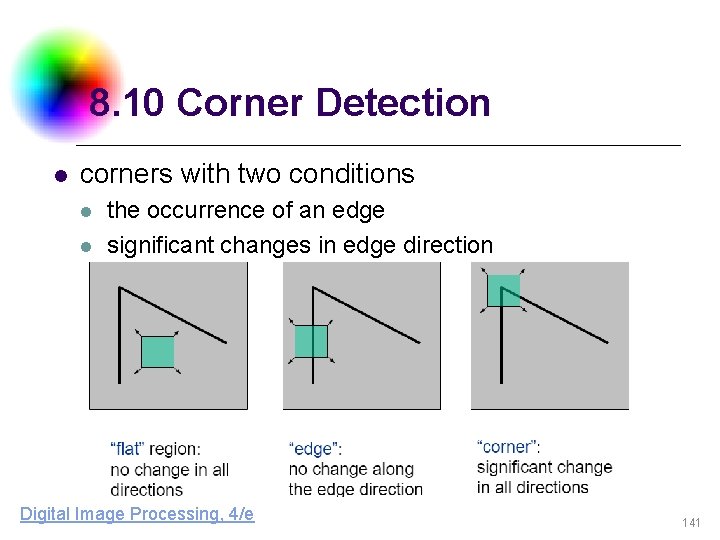 8. 10 Corner Detection l corners with two conditions l l the occurrence of