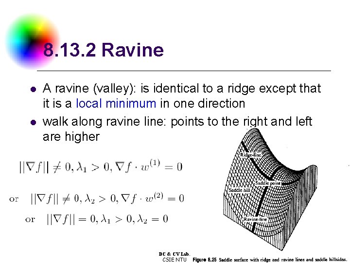 8. 13. 2 Ravine l l A ravine (valley): is identical to a ridge