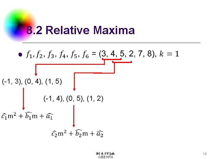 8. 2 Relative Maxima l (-1, 3), (0, 4), (1, 5) (-1, 4), (0,