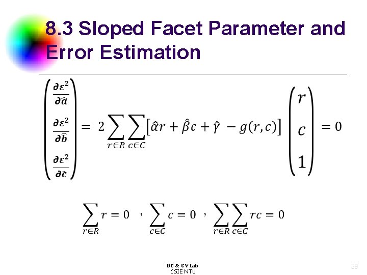 8. 3 Sloped Facet Parameter and Error Estimation DC & CV Lab. CSIE NTU