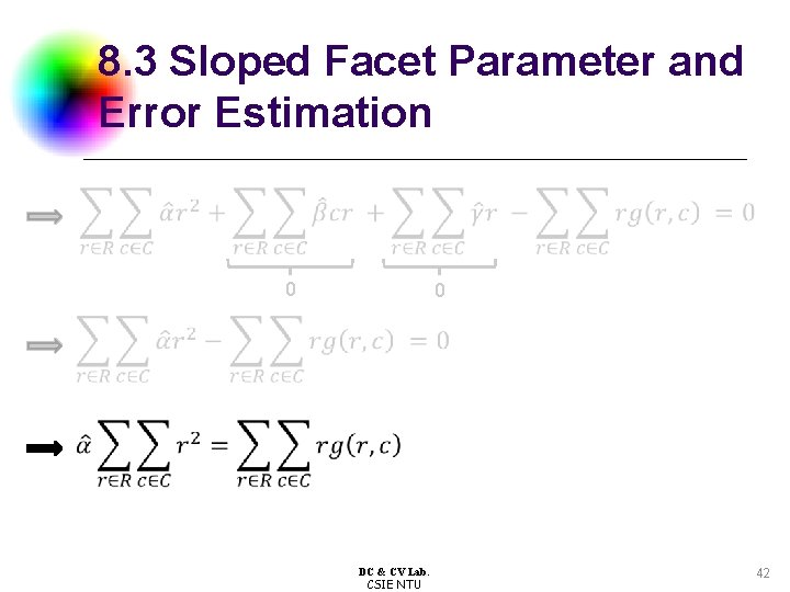 8. 3 Sloped Facet Parameter and Error Estimation 0 0 DC & CV Lab.