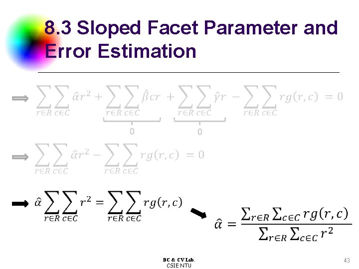 8. 3 Sloped Facet Parameter and Error Estimation 0 0 DC & CV Lab.