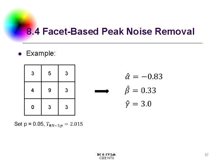 8. 4 Facet-Based Peak Noise Removal l Example: 3 5 3 4 9 3
