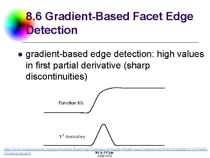 8. 6 Gradient-Based Facet Edge Detection l gradient-based edge detection: high values in first