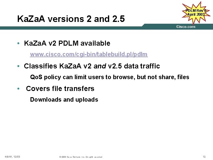Ka. Za. A versions 2 and 2. 5 PDLM Rev 6 April 2003 •