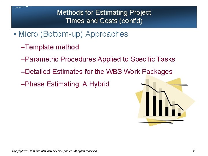 Methods for Estimating Project Times and Costs (cont’d) • Micro (Bottom-up) Approaches – Template