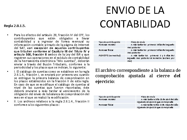 Regla 2. 8. 1. 5. • • • Para los efectos del artículo 28,