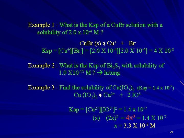 Example 1 : What is the Ksp of a Cu. Br solution with a