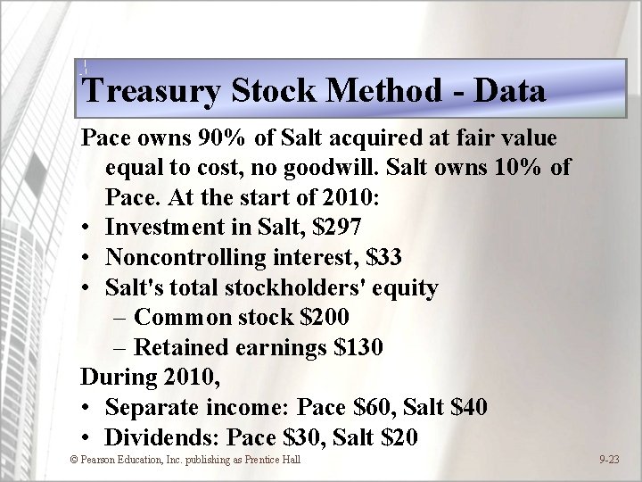 Treasury Stock Method - Data Pace owns 90% of Salt acquired at fair value