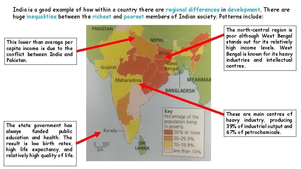 India is a good example of how within a country there are regional differences