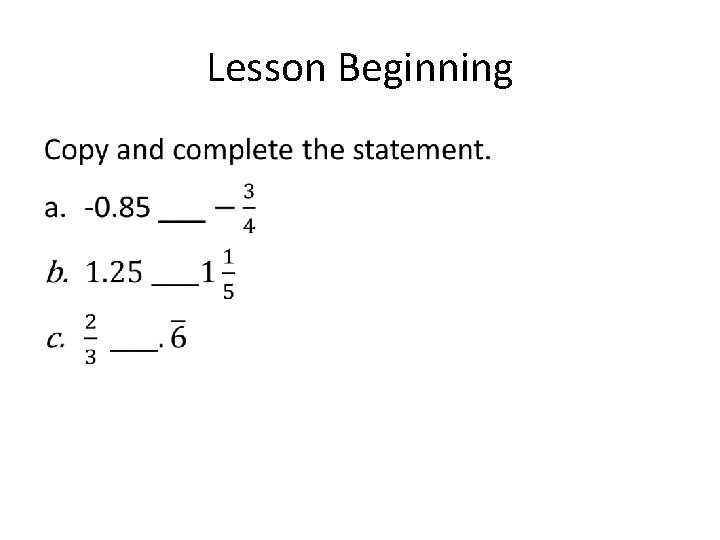 Lesson Beginning • 