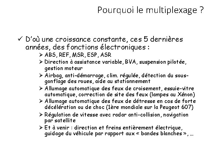 Pourquoi le multiplexage ? D’où une croissance constante, ces 5 dernières années, des fonctions