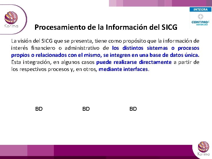 Procesamiento de la Información del SICG La visión del SICG que se presenta, tiene