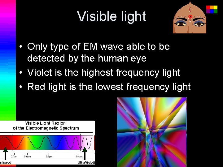 Visible light • Only type of EM wave able to be detected by the