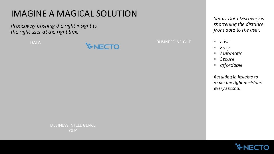 IMAGINE A MAGICAL SOLUTION Smart Data Discovery is shortening the distance from data to
