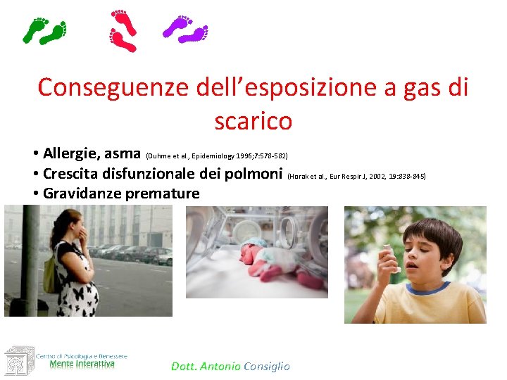 Conseguenze dell’esposizione a gas di scarico • Allergie, asma (Duhme et al. , Epidemiology