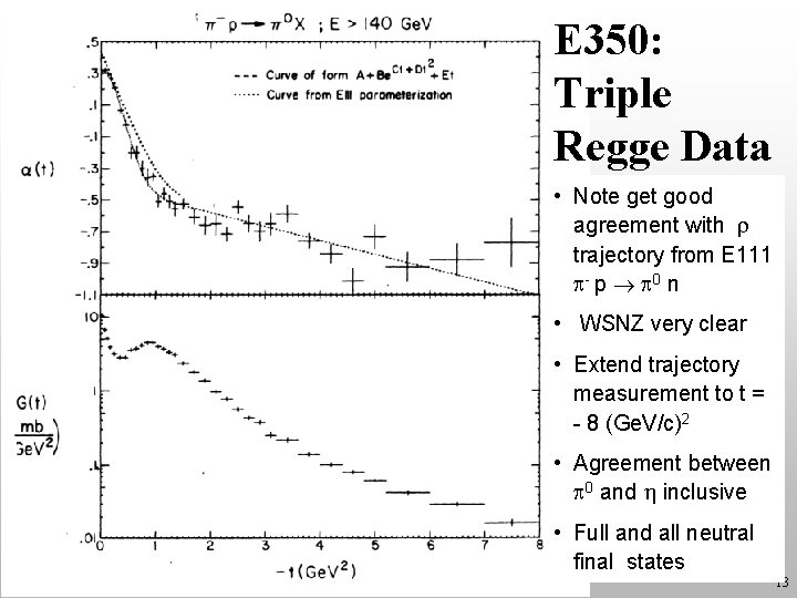 E 350: Triple Regge Data • Note get good agreement with trajectory from E