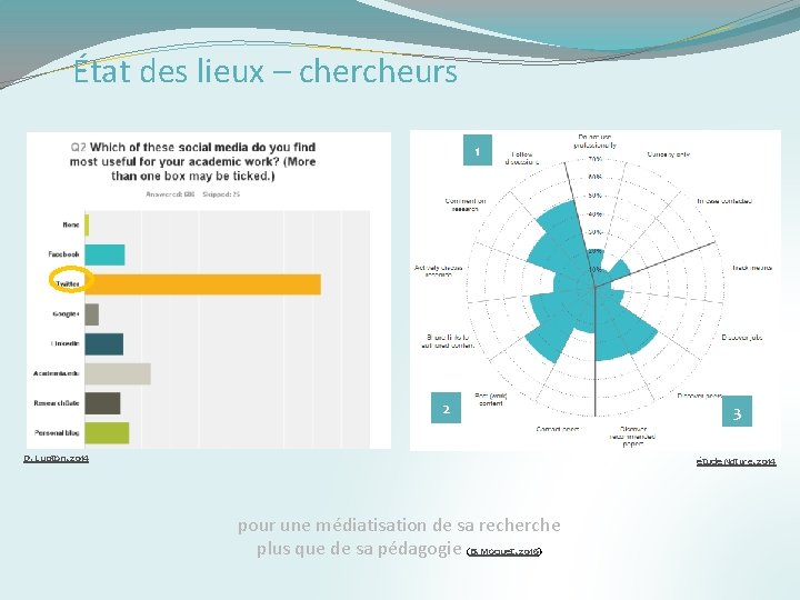 État des lieux – chercheurs 1 2 D. Lupton, 2014 3 étude Nature, 2014