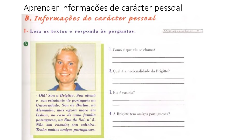 Aprender informações de carácter pessoal 