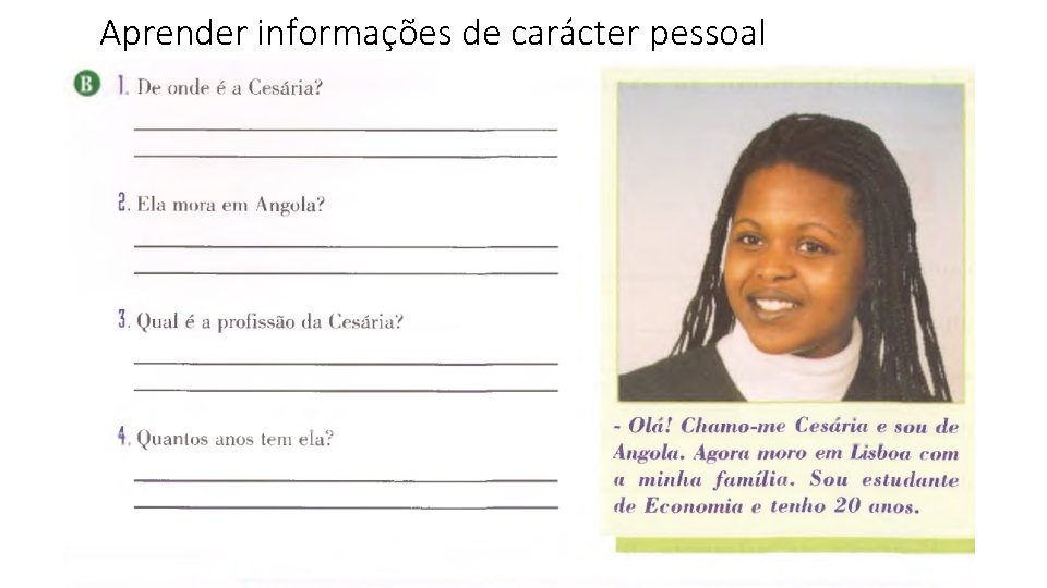 Aprender informações de carácter pessoal 