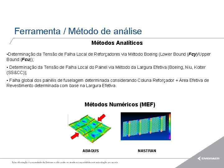 Ferramenta / Método de análise Métodos Analíticos • Determinação da Tensão de Falha Local