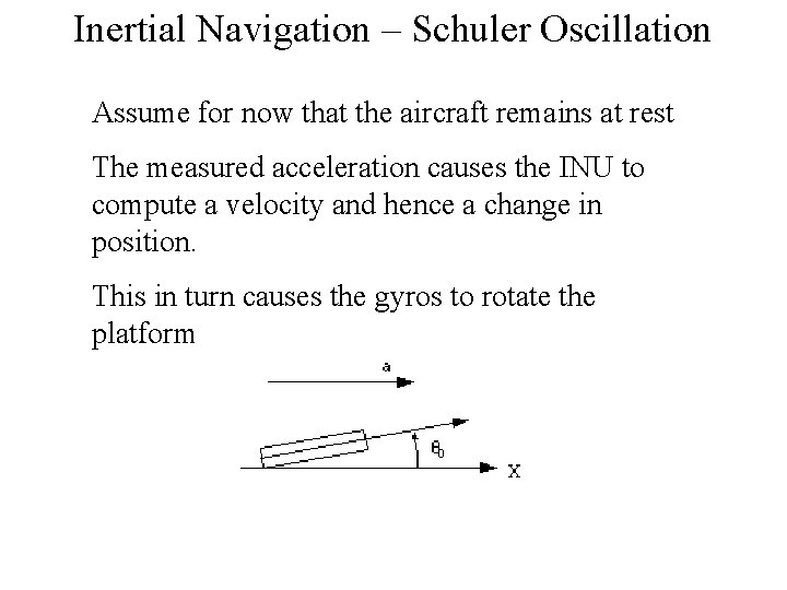 Inertial Navigation – Schuler Oscillation Assume for now that the aircraft remains at rest