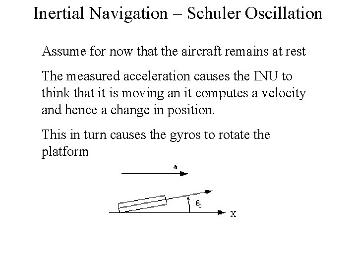 Inertial Navigation – Schuler Oscillation Assume for now that the aircraft remains at rest