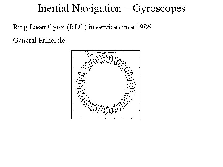 Inertial Navigation – Gyroscopes Ring Laser Gyro: (RLG) in service since 1986 General Principle: