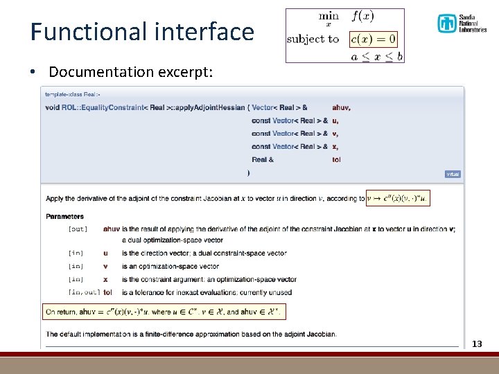 Functional interface • Documentation excerpt: 13 