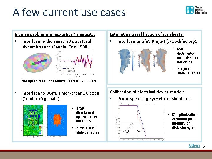 A few current use cases Inverse problems in acoustics / elasticity. • Interface to