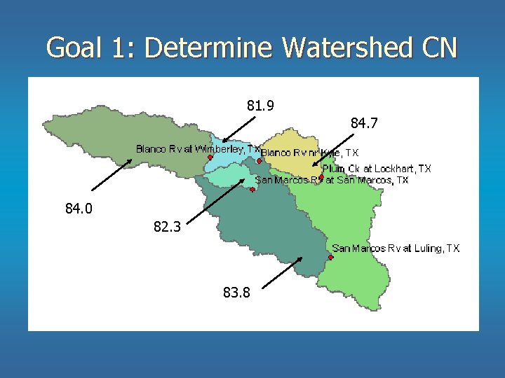 Goal 1: Determine Watershed CN 81. 9 84. 7 84. 0 82. 3 83. Goal 1: Determine Watershed CN 81. 9 84. 7 84. 0 82. 3 83.