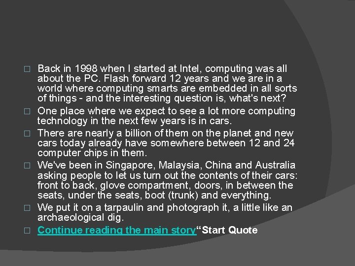 � � � Back in 1998 when I started at Intel, computing was all