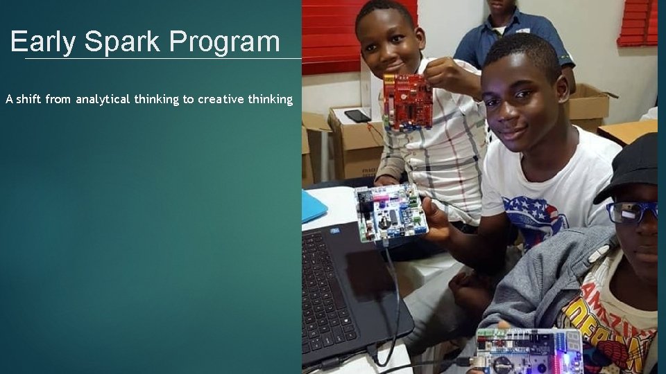 Early Spark Program A shift from analytical thinking to creative thinking 