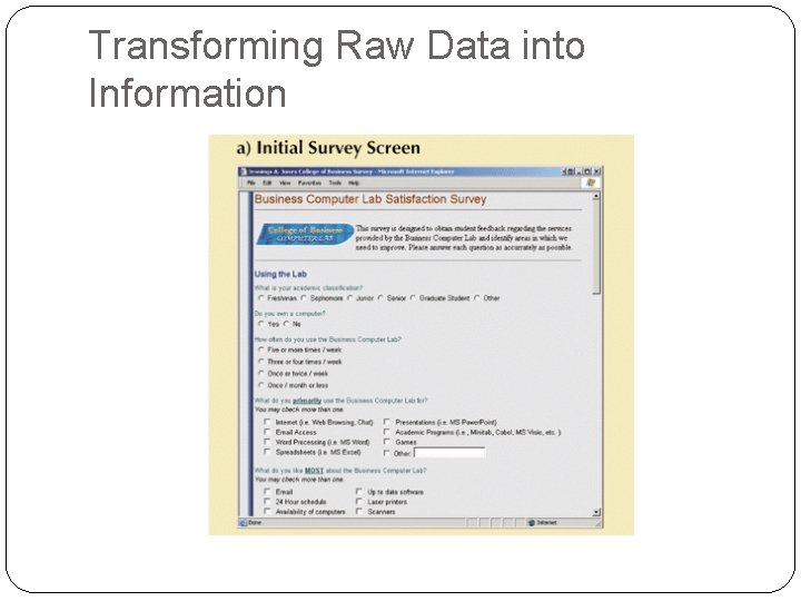 Transforming Raw Data into Information 5 