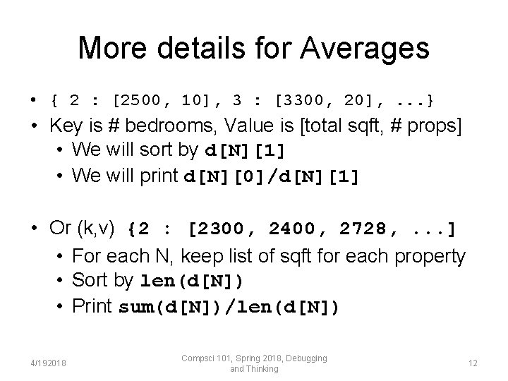 More details for Averages • { 2 : [2500, 10], 3 : [3300, 20],