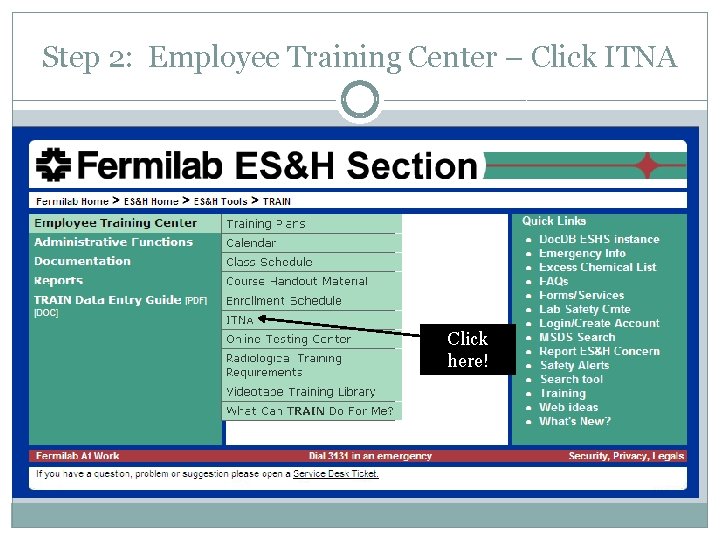 Step 2: Employee Training Center – Click ITNA Click here! 