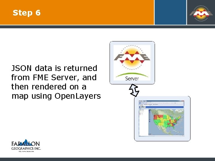 Step 6 JSON data is returned from FME Server, and then rendered on a