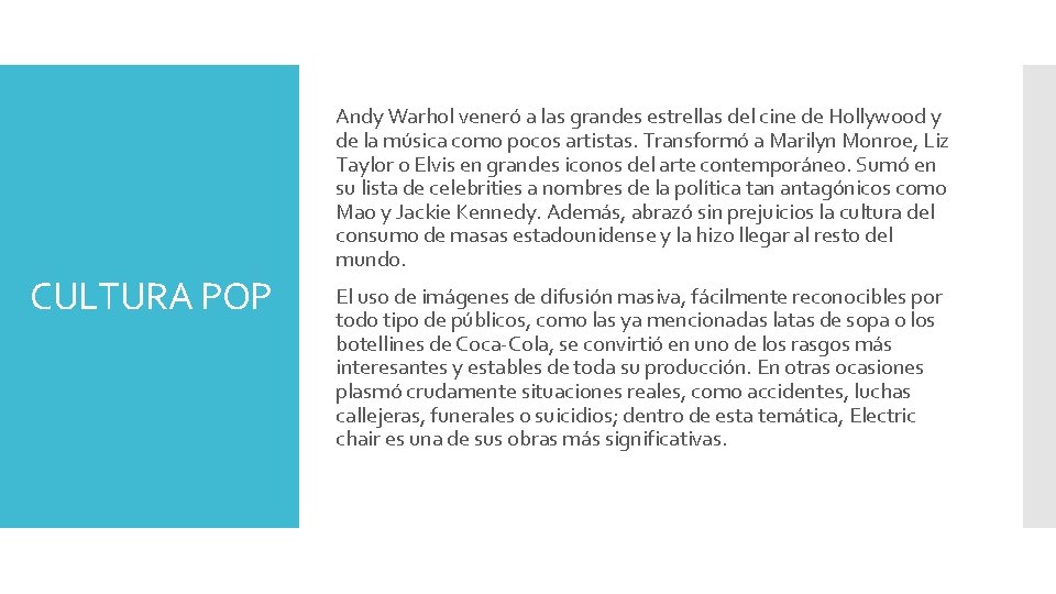 CULTURA POP Andy Warhol veneró a las grandes estrellas del cine de Hollywood y CULTURA POP Andy Warhol veneró a las grandes estrellas del cine de Hollywood y