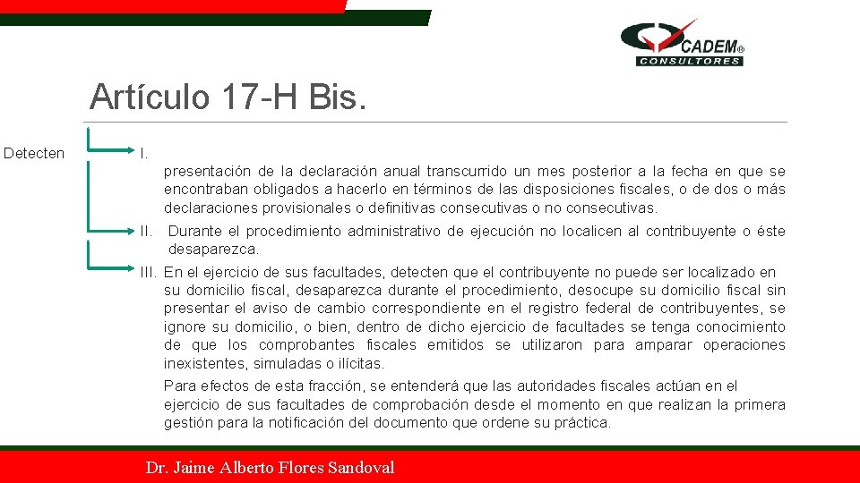 Artículo 17 -H Bis. Detecten I. presentación de la declaración anual transcurrido un mes