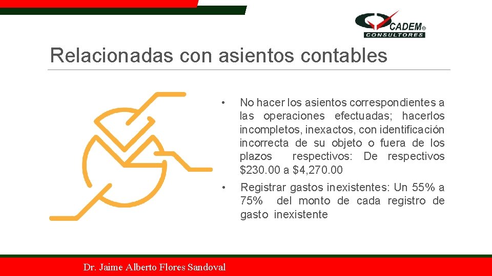 Relacionadas con asientos contables • No hacer los asientos correspondientes a las operaciones efectuadas;