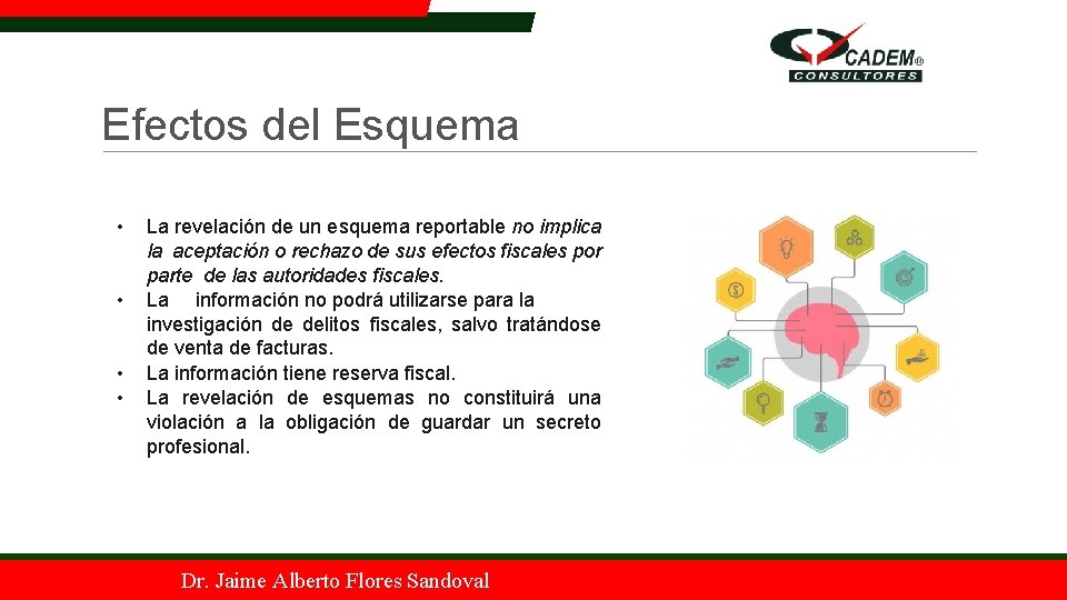 Efectos del Esquema • • La revelación de un esquema reportable no implica la