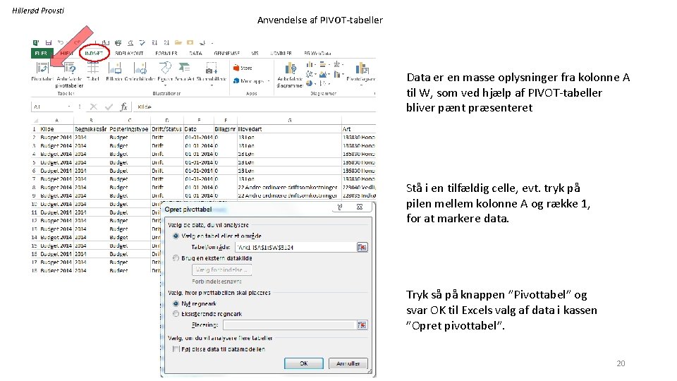 Hillerød Provsti Anvendelse af PIVOT-tabeller KOM GODT I GANG Data er en masse oplysninger